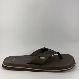 Sanuk Beer Cozy II Flip Flops Mens Size 9 Brown Yoga Mat Sandals Comfort Beach